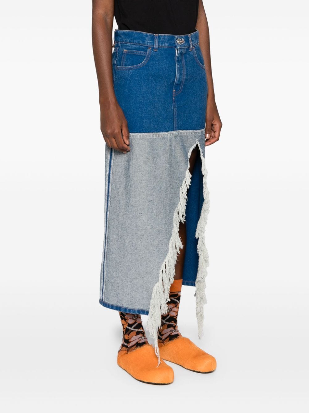 Shop Marni Organic Cotton Denim Skirt In Blue