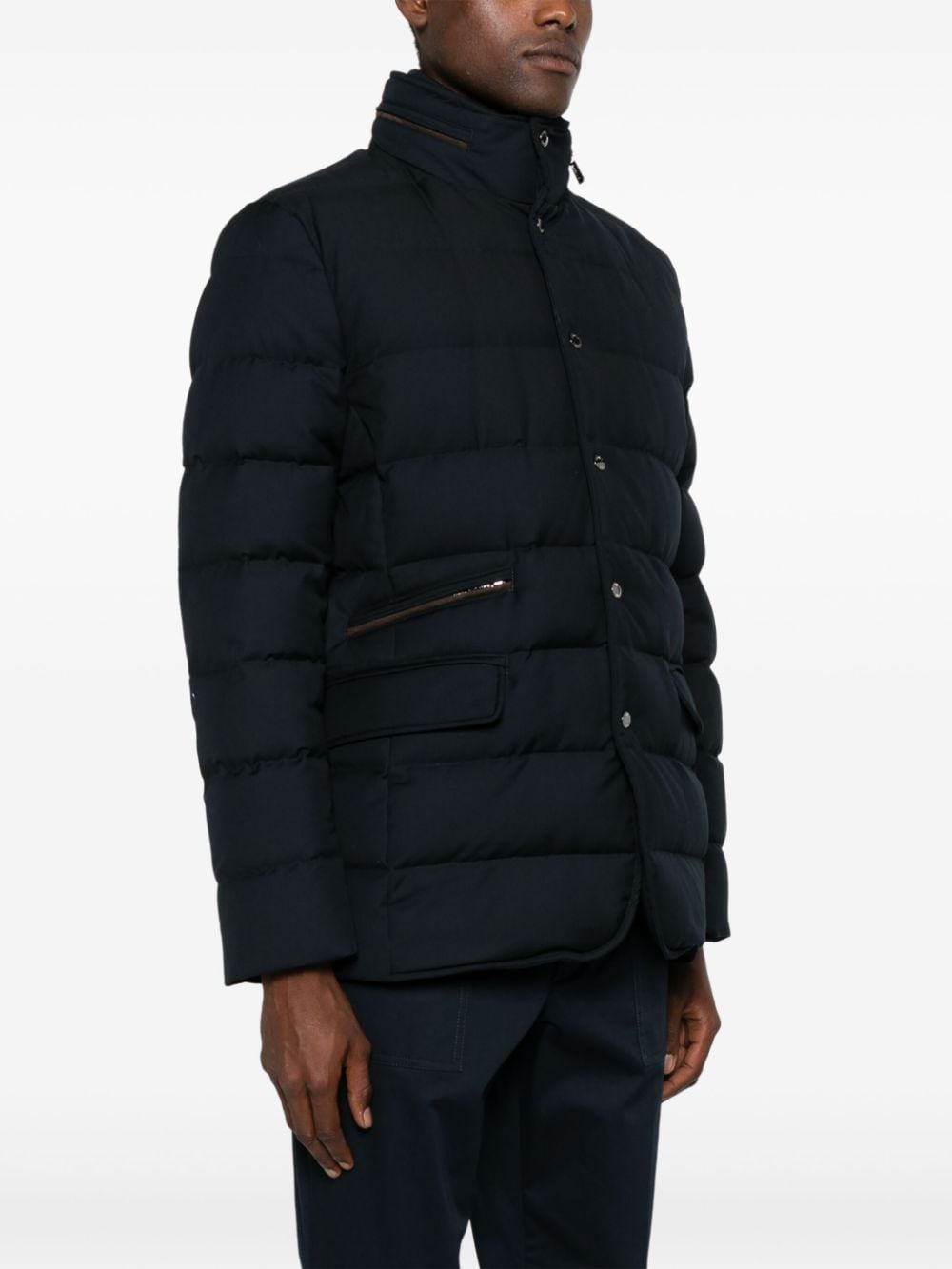 Shop Moorer Ilvo Hooded Down Jacket In Blue