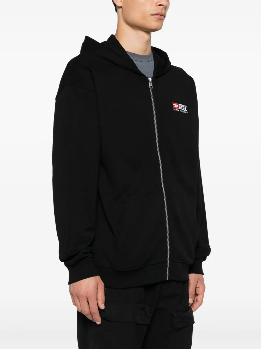 Diesel Hoodie met geborduurd logo Zwart