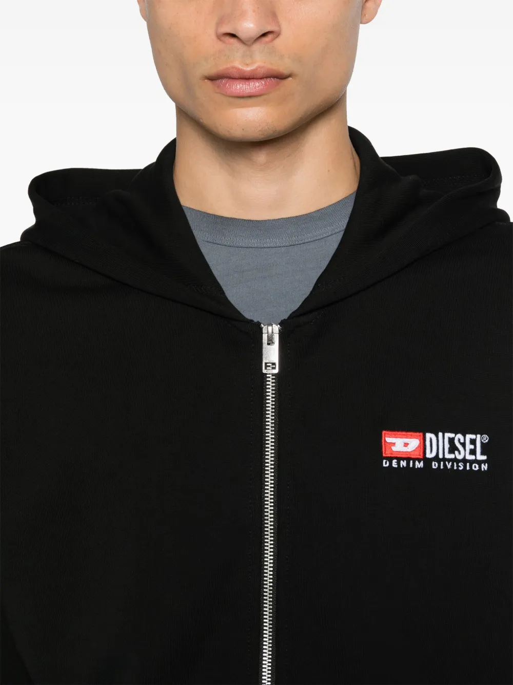 Diesel Hoodie met geborduurd logo Zwart