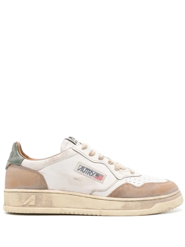 スニーカー AUTRY Brown Leather Medalist Sneakers Autry Medalist Low Sneakers In White Leather And Tobacco Suede