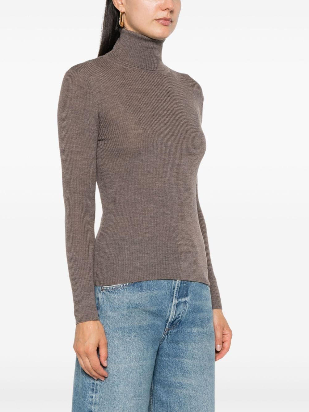 Shop P.a.r.o.s.h Ribbed-knit Turtleneck Sweater In Nude