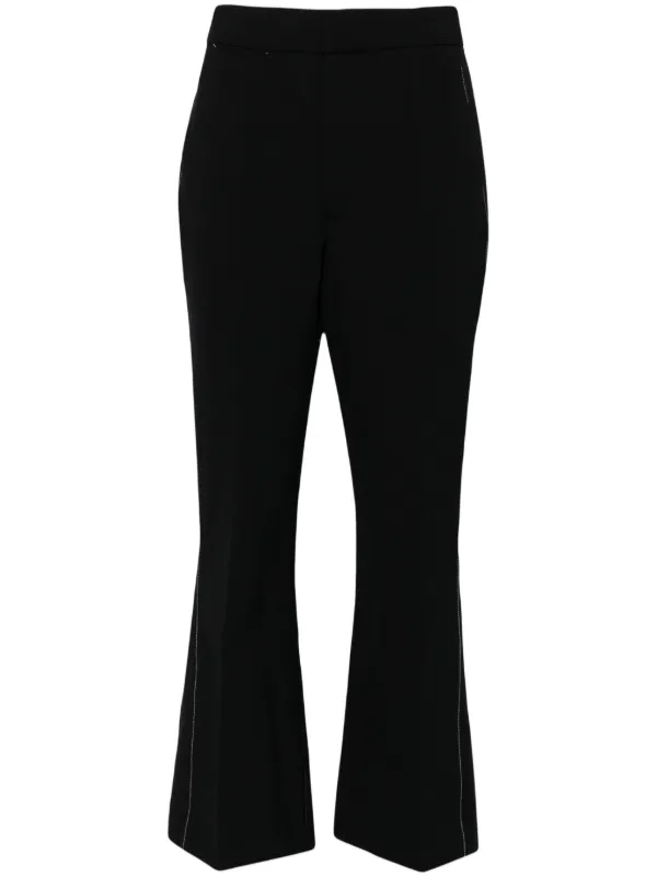 【Victoria Beckham】チェック high-riseフレアウールパンツ Victoria Beckham フレアパンツ | ブラック | FARFETCH JP