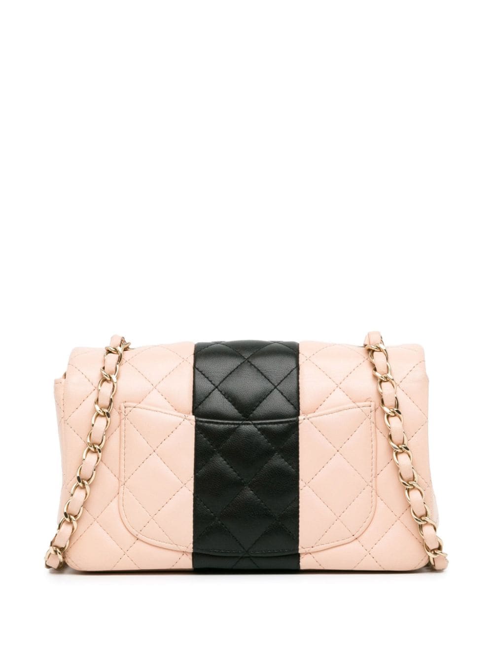 CHANEL Pre-Owned 2021-2023 Mini rechthoekige Classic lamsleren Single Flap crossbodytas met twee strepen - Zwart