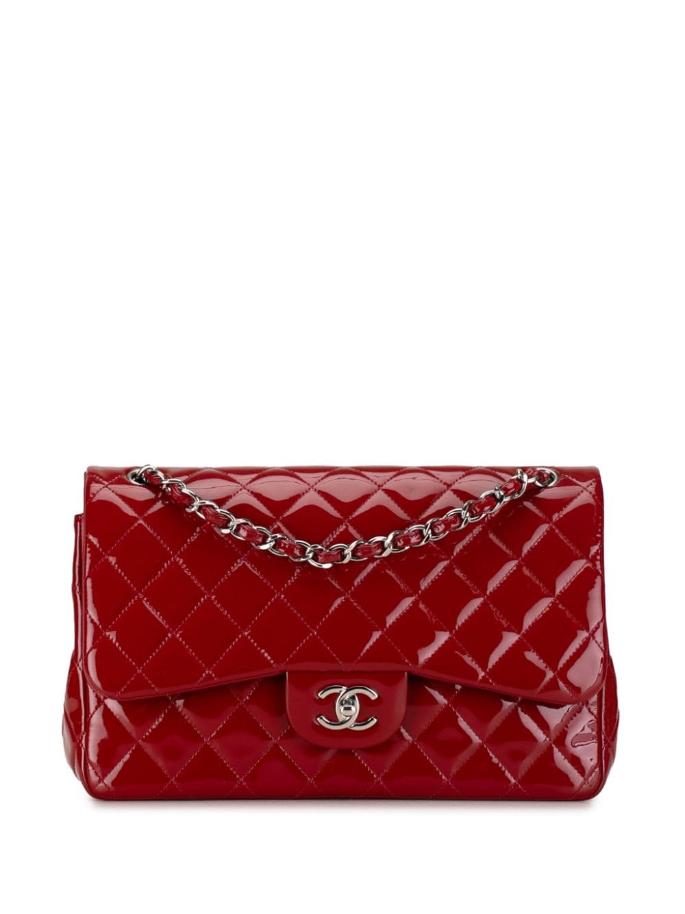 CHANEL Pre-Owned 2013-2014 jumbo Classic Double Flap Schultertasche aus Lackleder - Rot