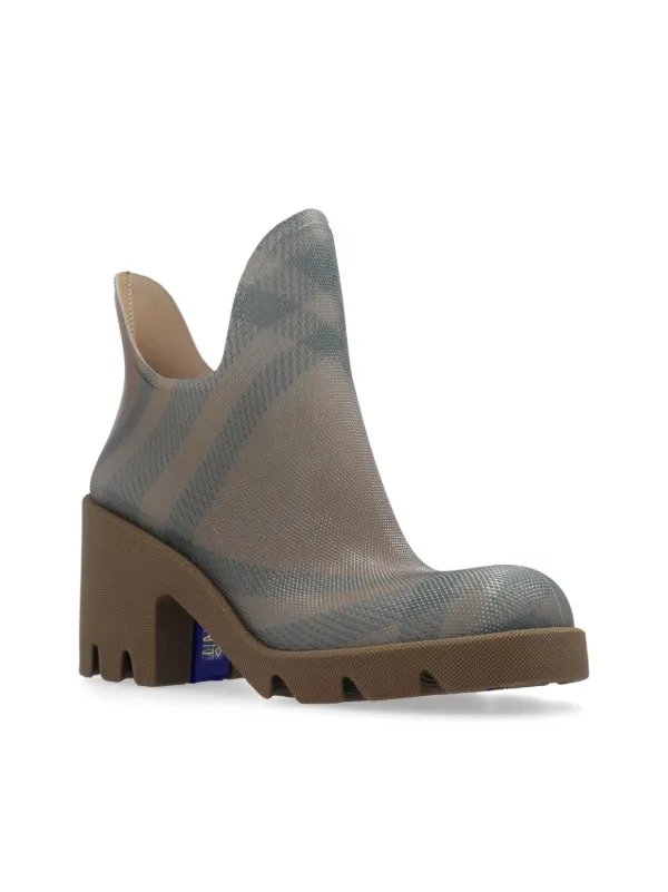 Burberry 65mm Marsh Checked Rubber Boots | Neutrals | FARFETCH