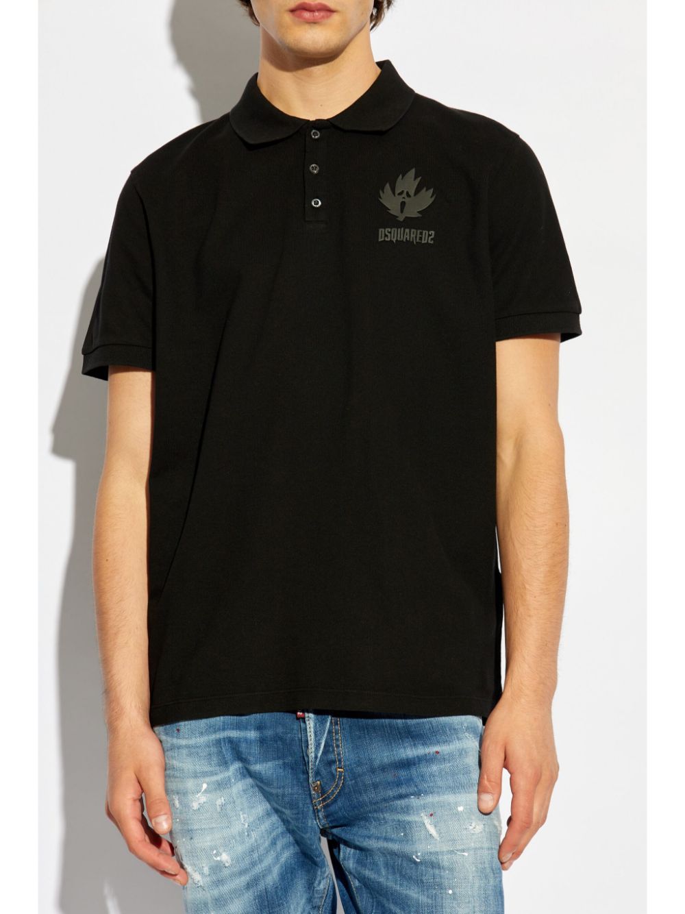 Shop Dsquared2 Logo-print Polo Shirt In Black