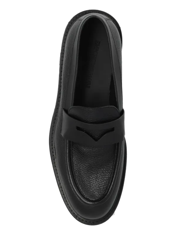 EMPORIO ARMANI / ローファー/41.5/BLK Emporio Armani Leather Penny Loafers | Black | FARFETCH