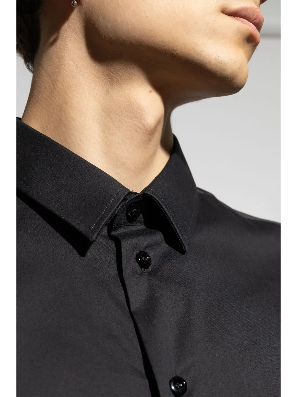Emporio Armani Popeline overhemd met lange mouwen Zwart