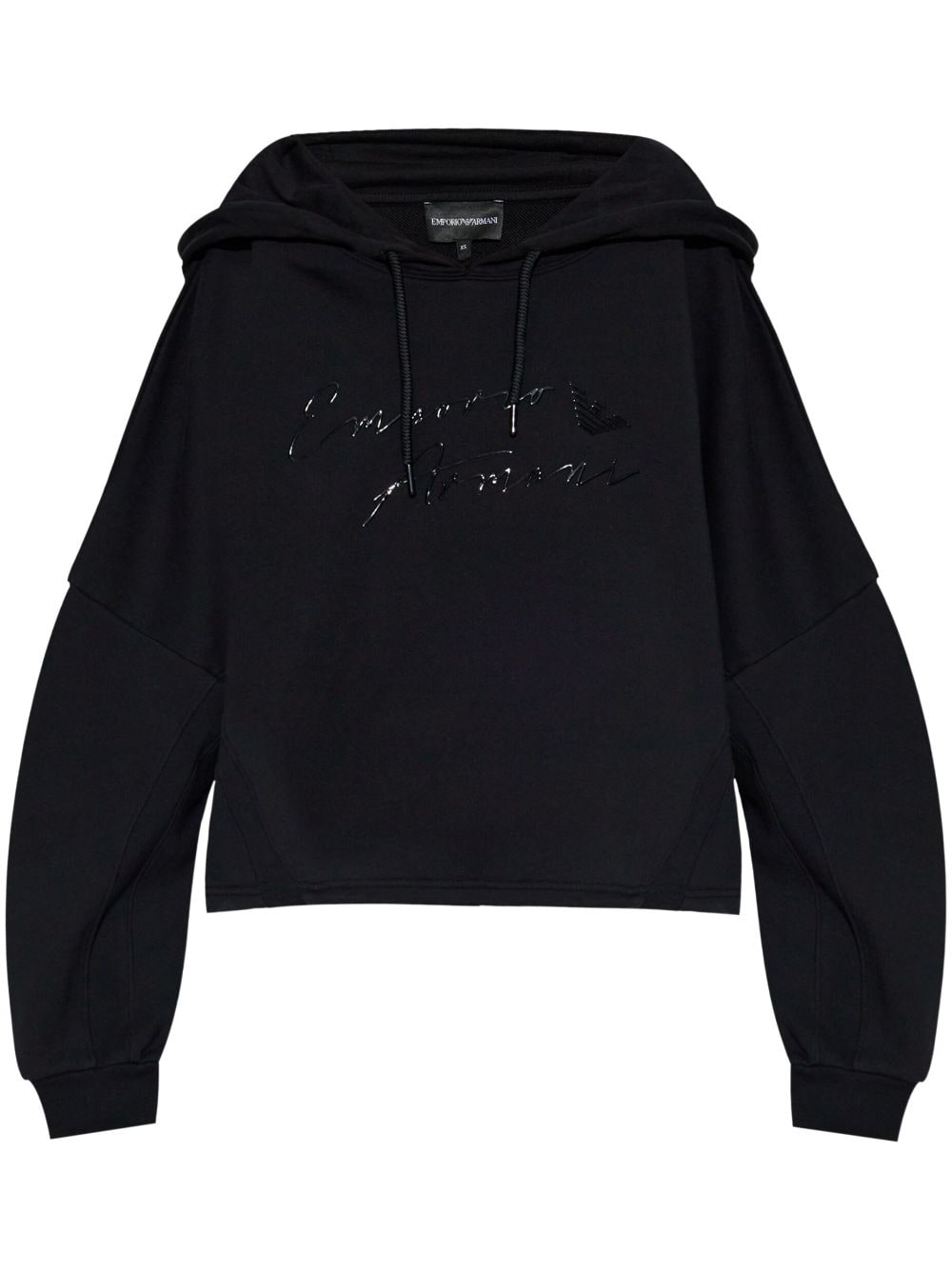 Emporio Armani logo-print cotton hoodie – Black