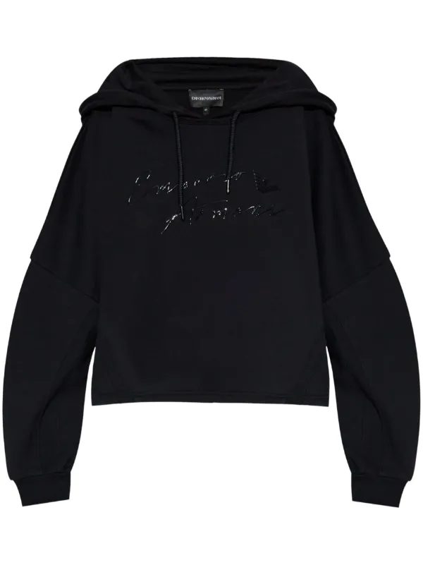 Emporio Armani ブラック パーカー　ロゴパーカー Emporio Armani ロゴ パーカー | ブラック | FARFETCH JP