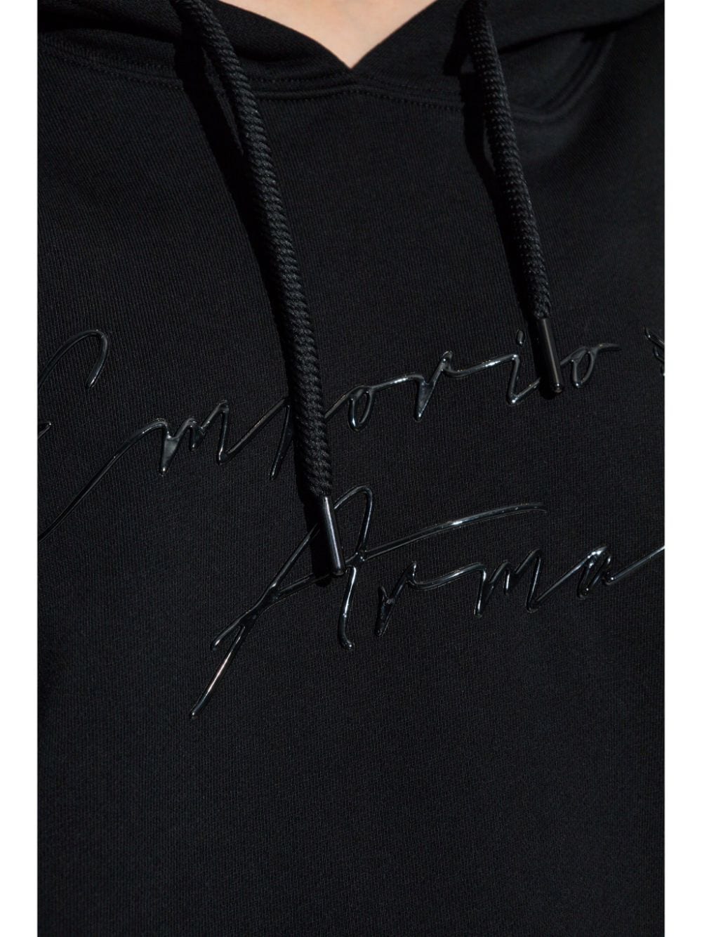 Shop Emporio Armani Logo-print Cotton Hoodie In Black