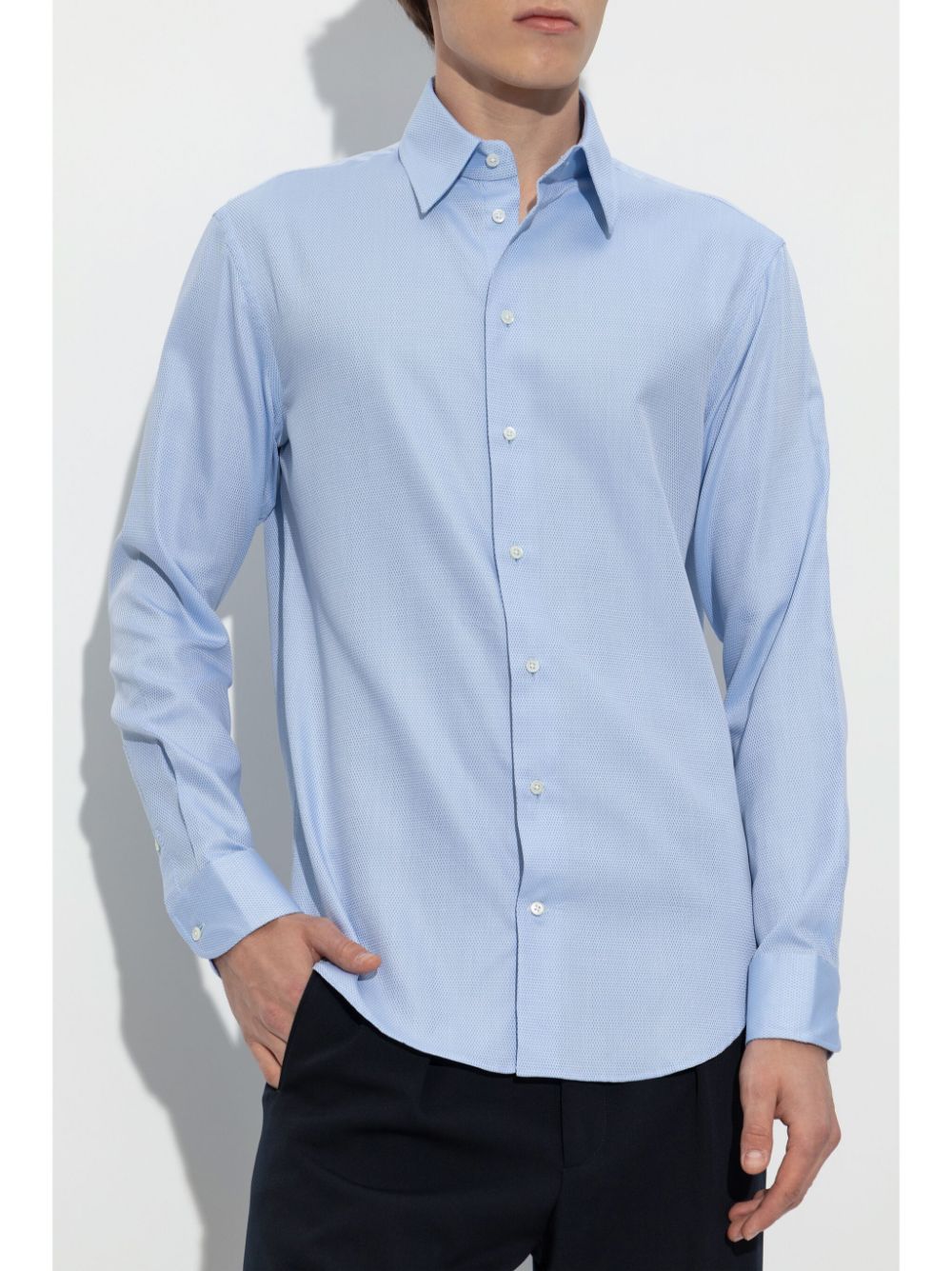 Emporio Armani grid-pattern cotton shirt Men