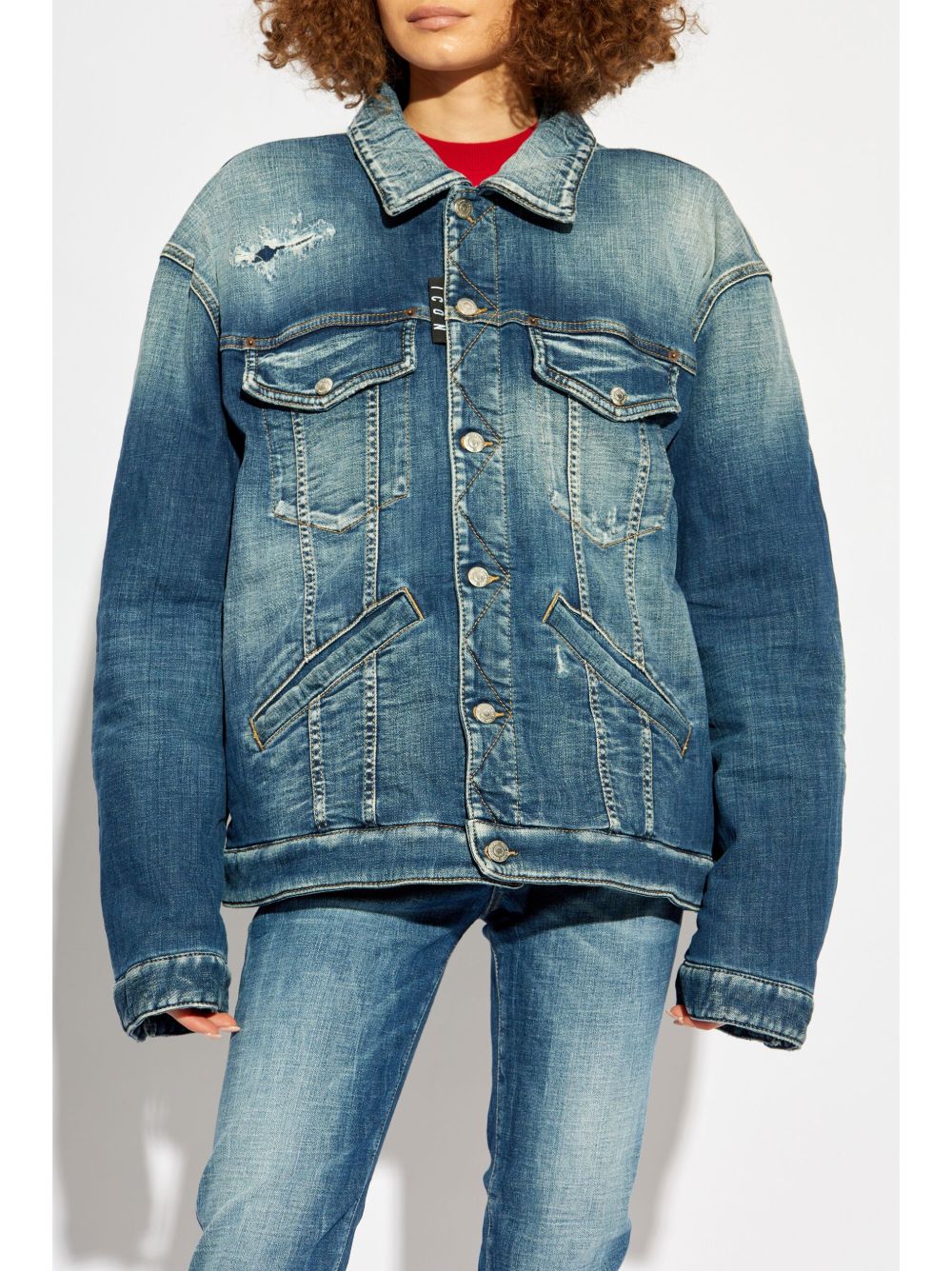 Affordable DSQUARED2 distressed denim jacket Women