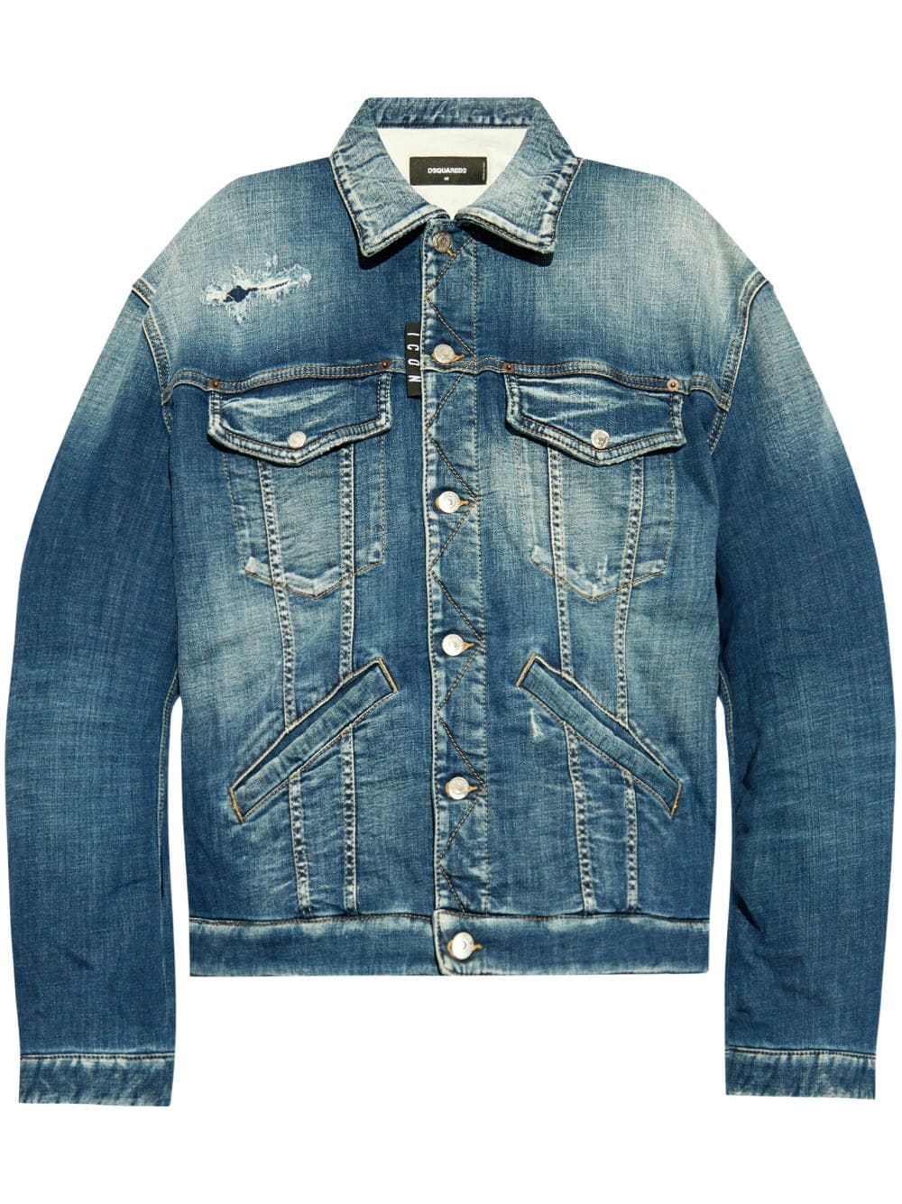 Dsquared2 Distressed Denim Jacket In Blue