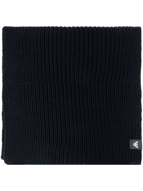 Emporio Armani logo-patch knitted scarf Men