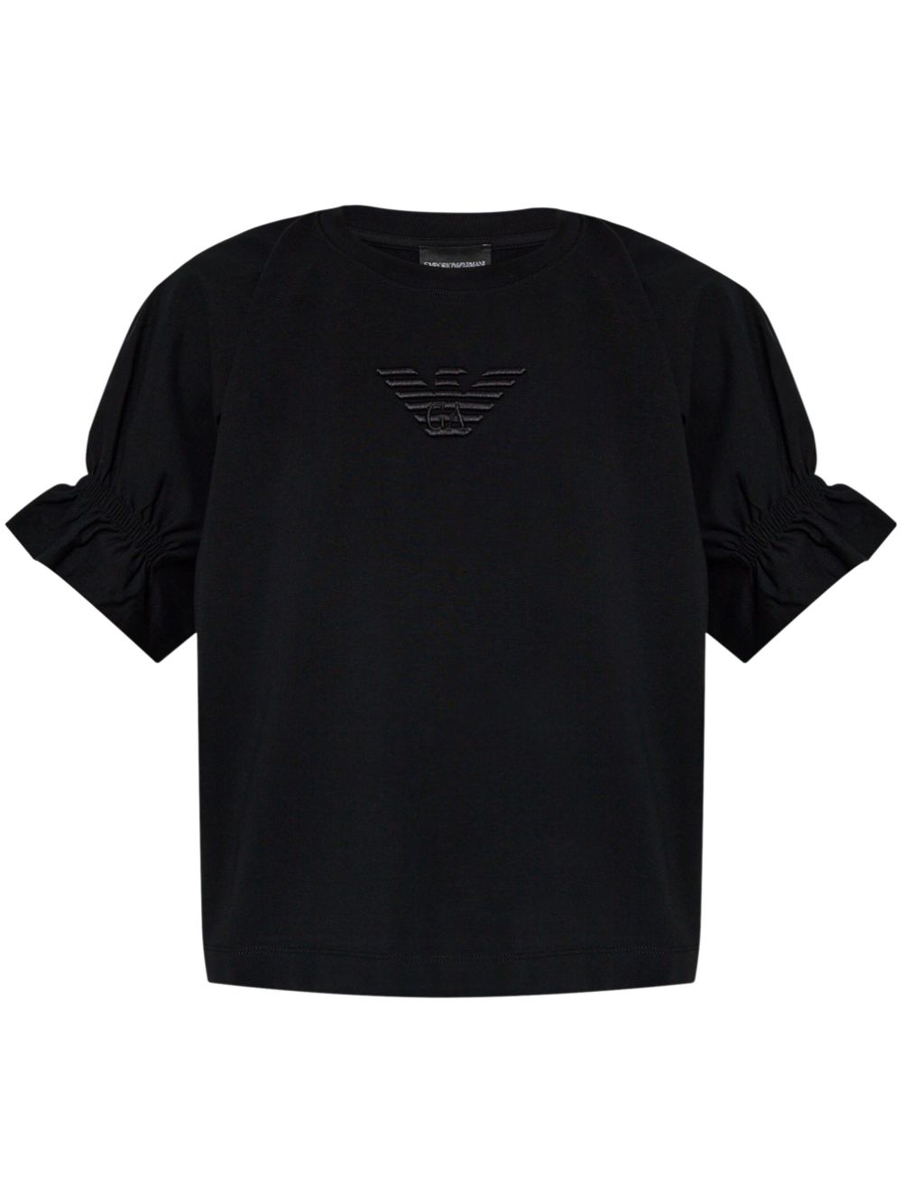 Emporio Armani logo-embroidered cotton T-shirt - Black