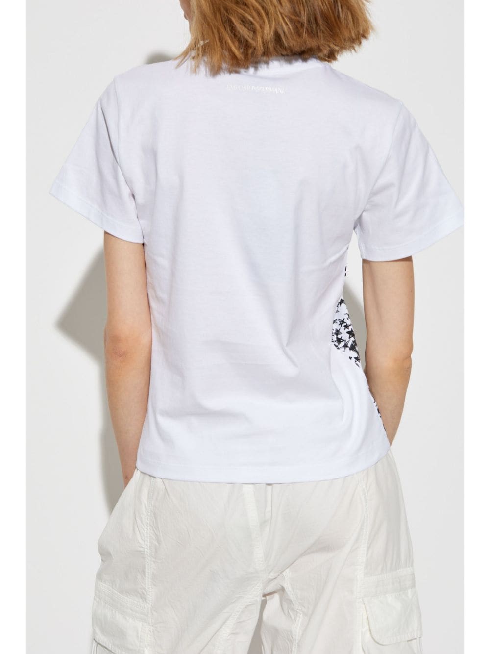 Shop Emporio Armani Star-print Cotton T-shirt In White