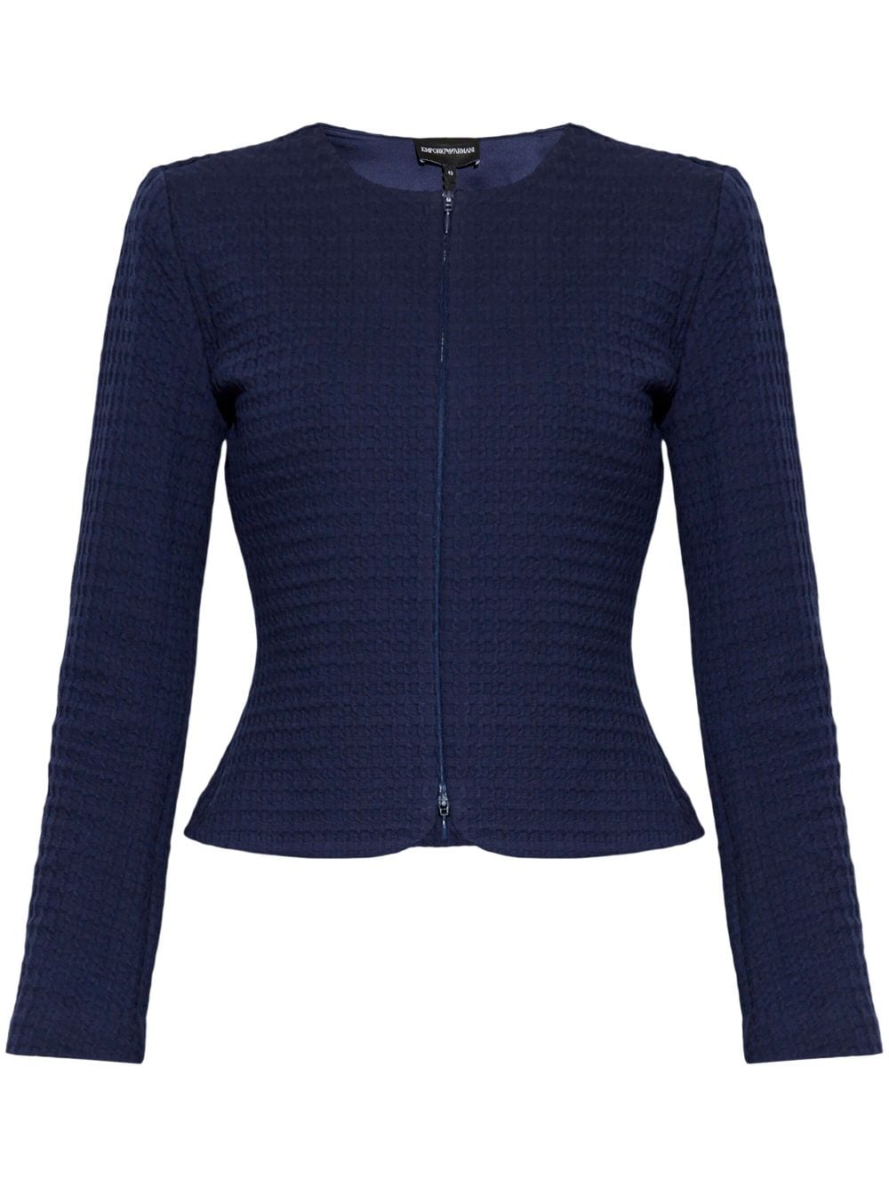 Shop Emporio Armani Cotton Fitted Jacket In Blue