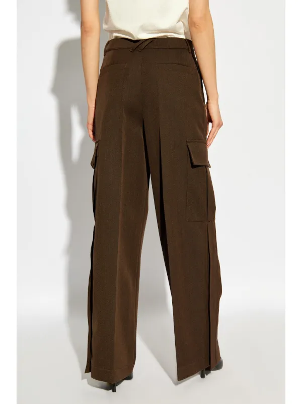 パンツ Burberry Wool Cargo Trousers Burberry pleat-detail Wool Cargo Trousers | Brown | FARFETCH