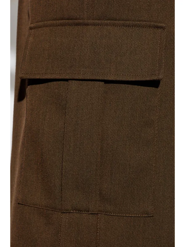 パンツ Burberry Wool Cargo Trousers Burberry pleat-detail Wool Cargo Trousers | Brown | FARFETCH
