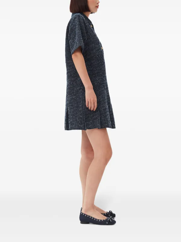 【VIP価格！関税送料込】GANNI Cotton denim minidress GANNI short-sleeve Denim Mini Dress | Black | FARFETCH