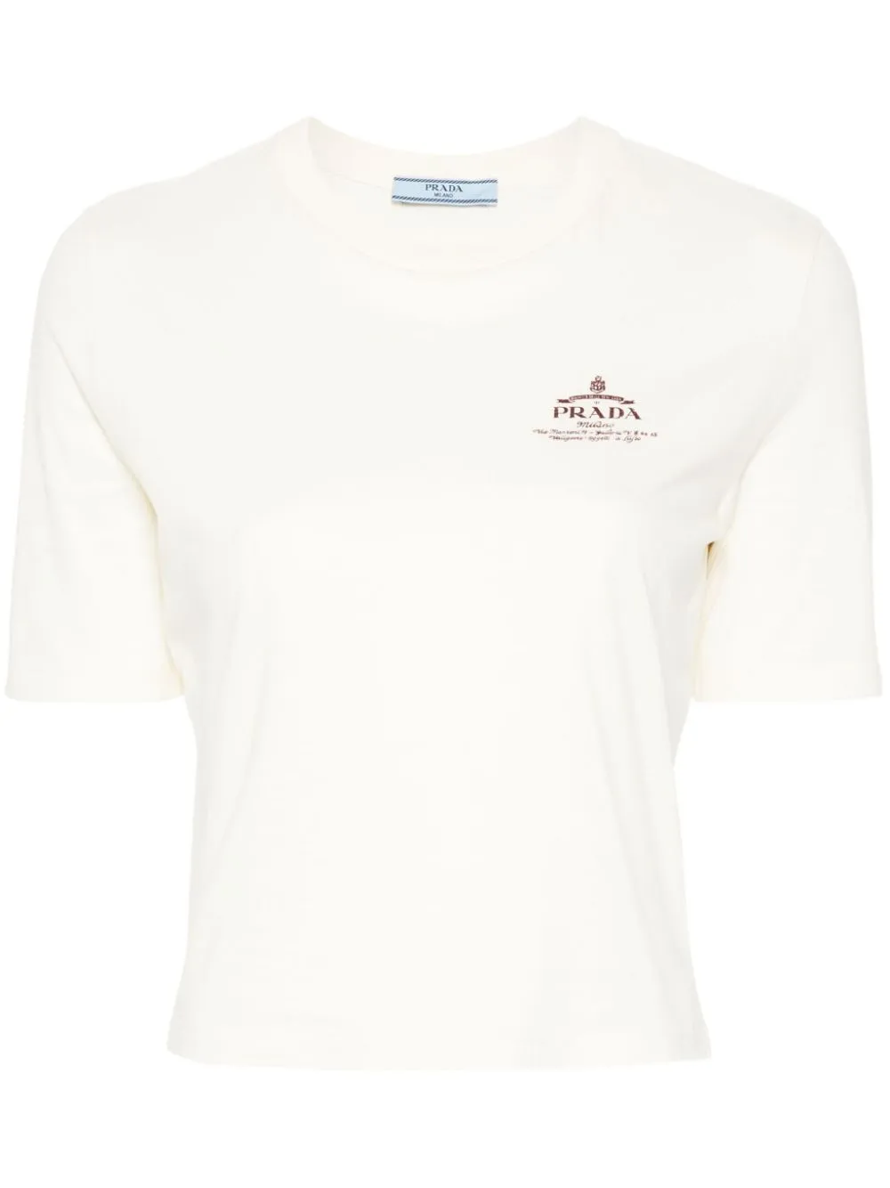 Prada Women Crop Logo Print T-shirt In Neutrals