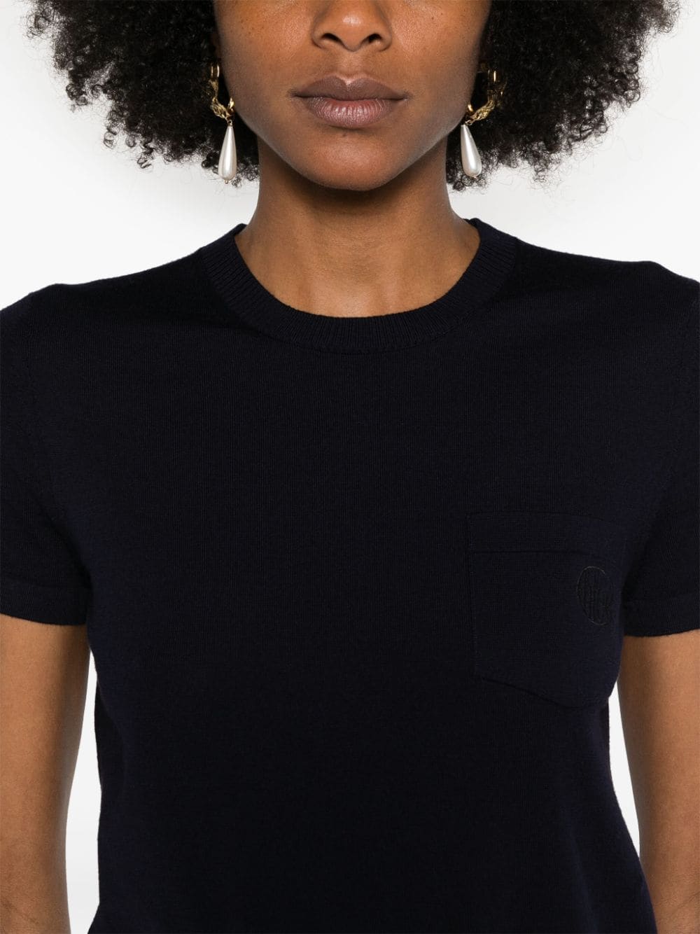 Shop Chloé Logo-embroidered Wool Top In Blue