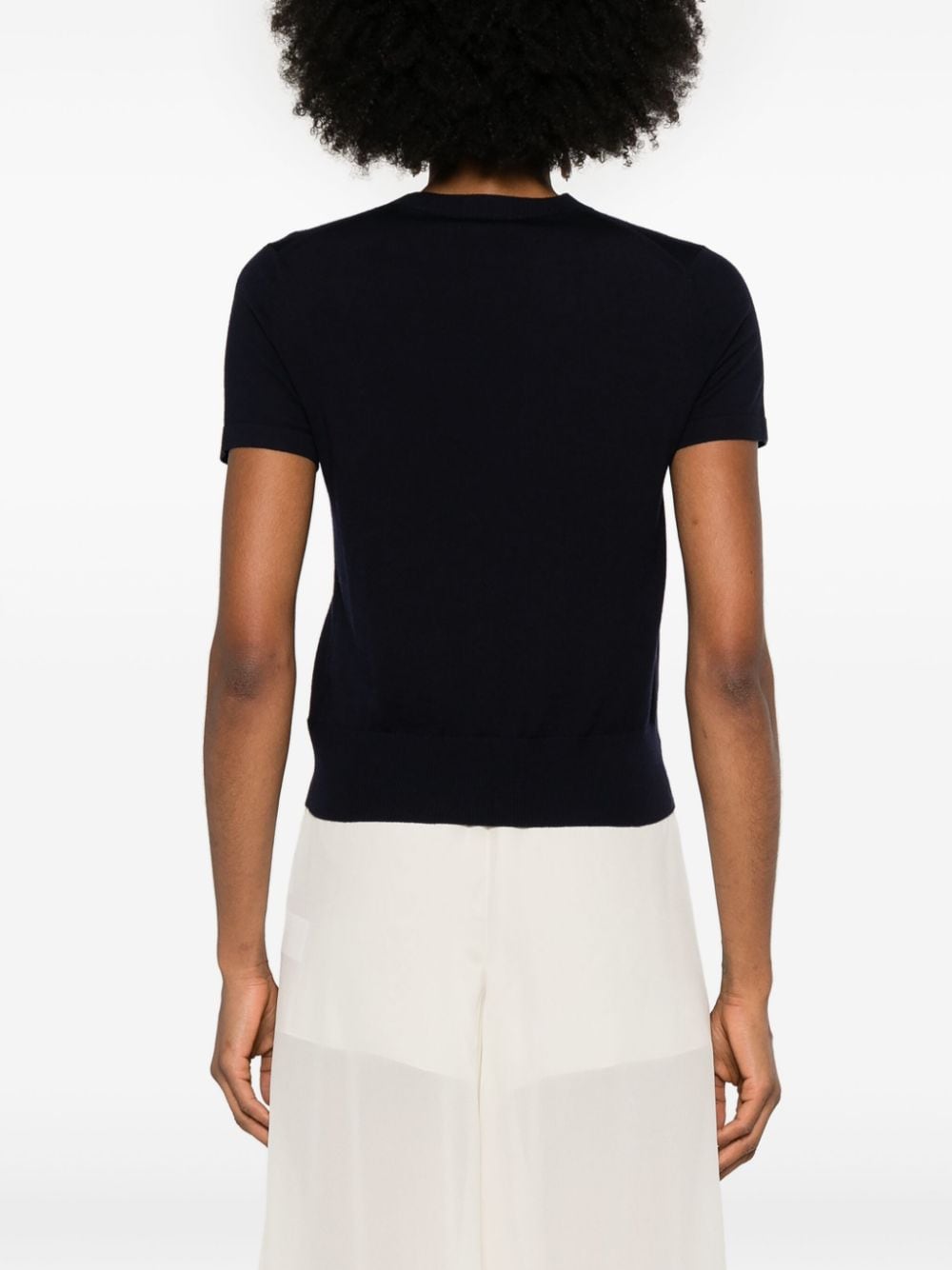 Shop Chloé Logo-embroidered Wool Top In Blue