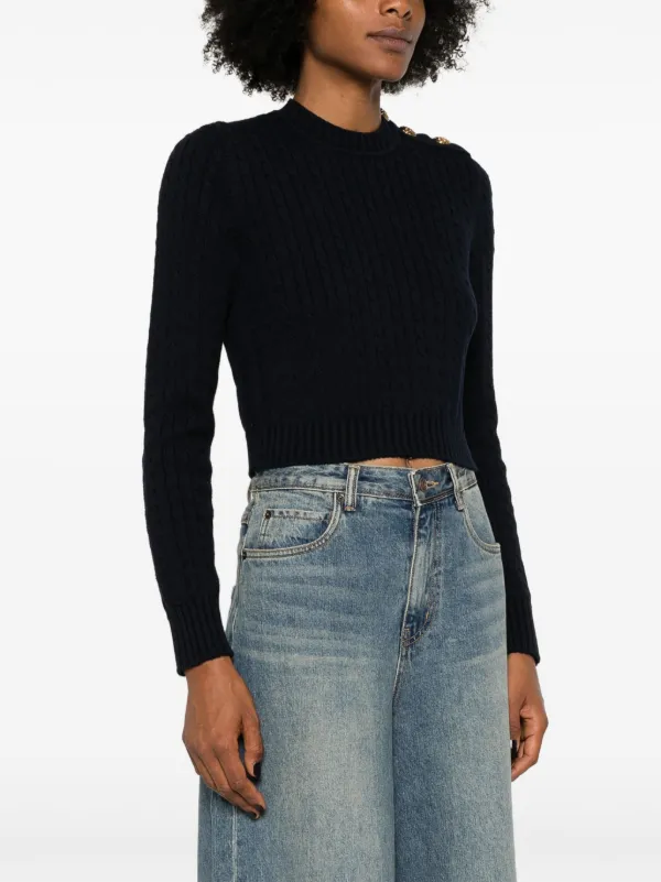 Chloé ケーブルニット クロップドセーター | ブルー | FARFETCH JP