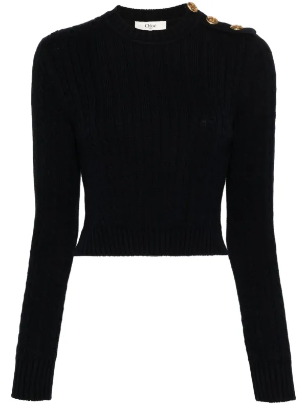 Chloé cable-knit Cropped Jumper | Blue | FARFETCH ZA