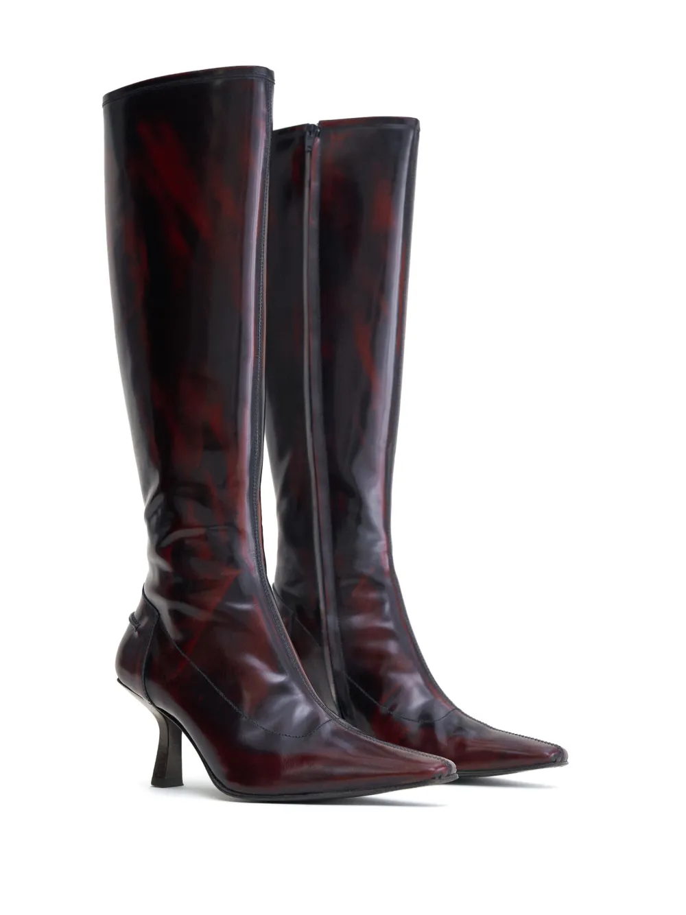 Filippa K 75 mm leren laarzen met vervaagd effect - Rood