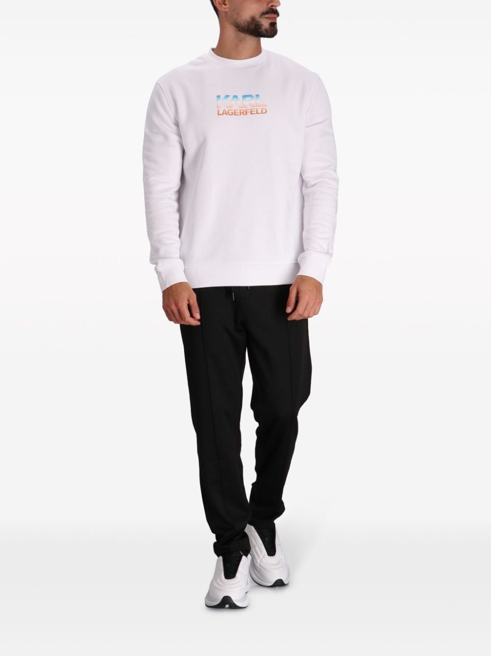 Shop Karl Lagerfeld Logo-print Cotton Sweatshirt In White