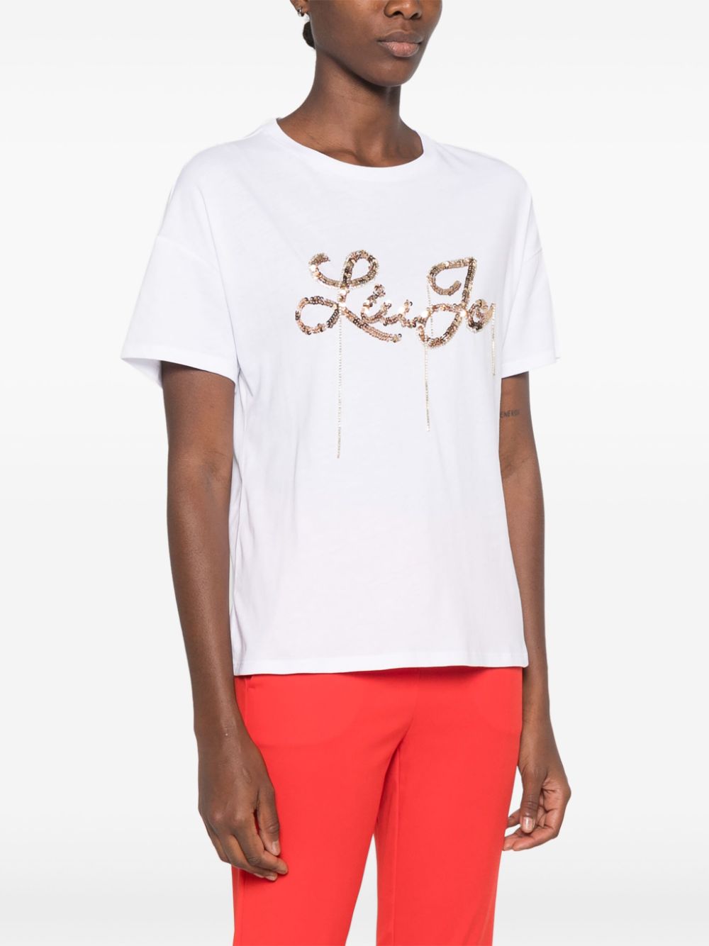 LIU •JO LOGO-EMBELLISHED T-SHIRT 