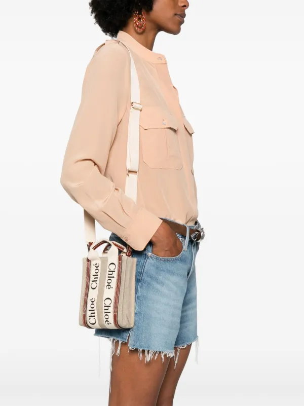 Chloé Mini Woody North South Tote Bag | Neutrals | FARFETCH GE