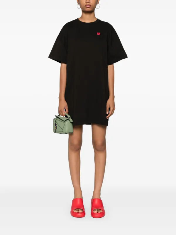 Kenzo Boke Flower patch T Shirt Dress Black