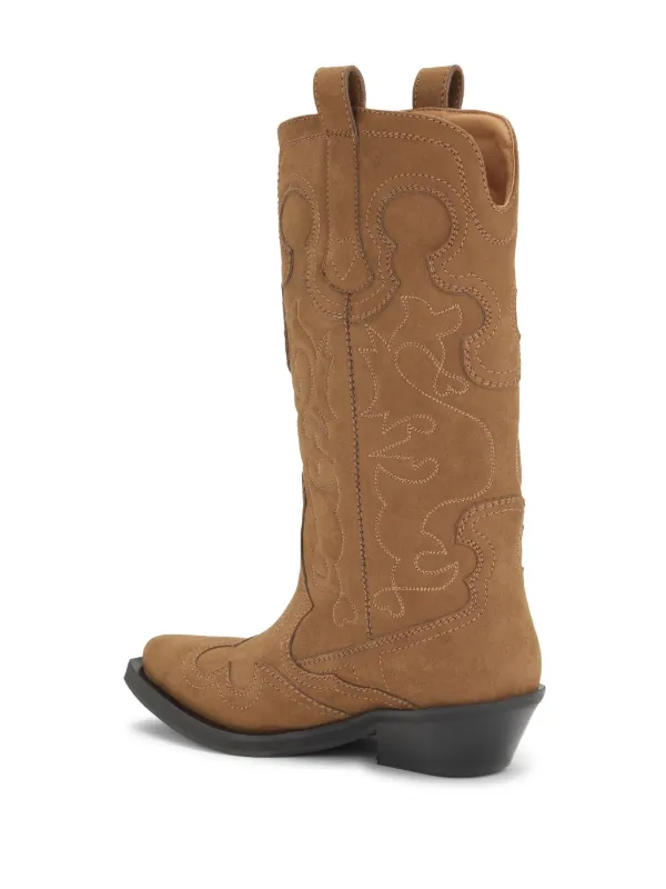 ミドルブーツ GANNI Women Boots S2620890 Brown GANNI 40mm suede-effect Western Boots | Brown | FARFETCH