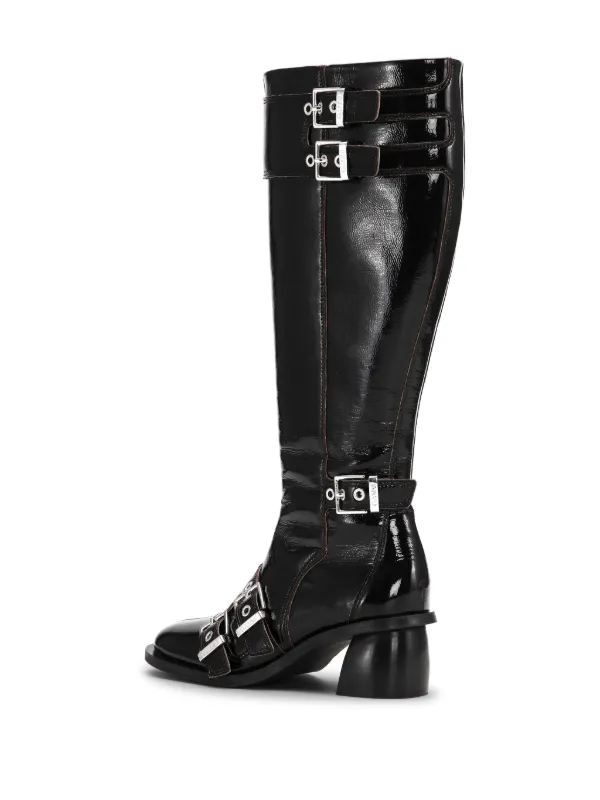 GANNI double-buckle knee-high Boots | Black | FARFETCH