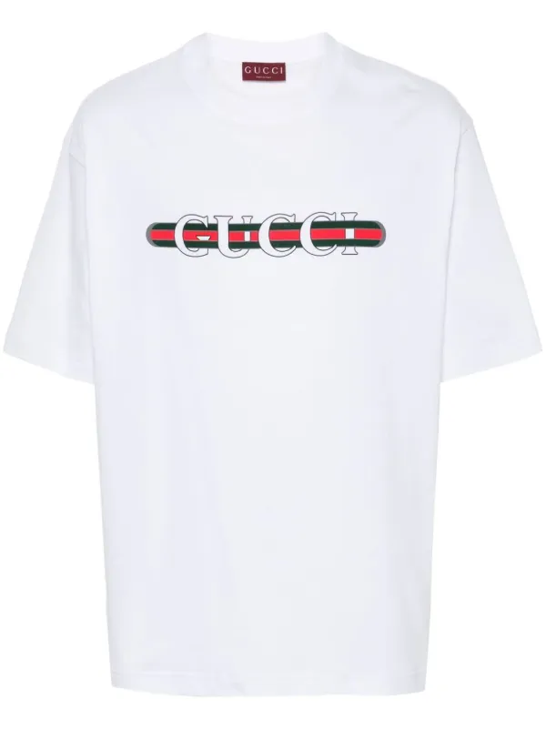 Gucci logo print Cotton T shirt White FARFETCH TR