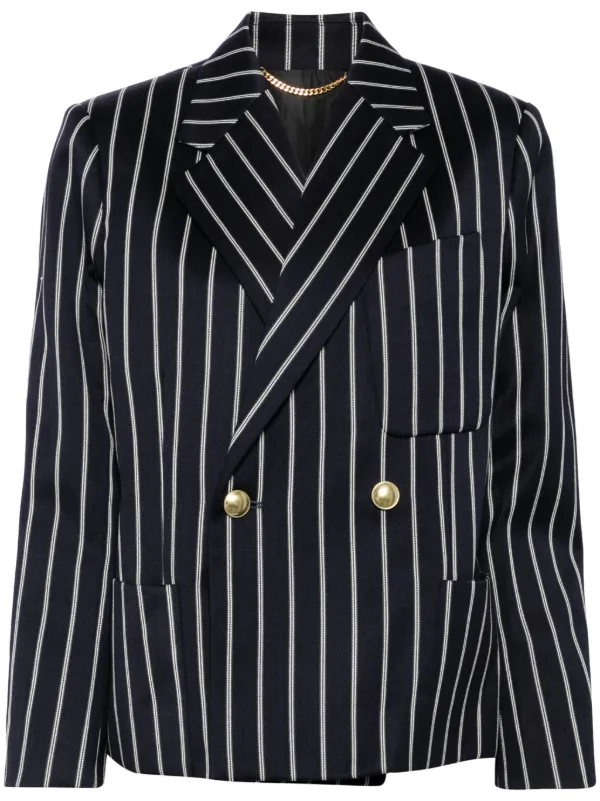 Victoria Beckham Cropped Double-breasted Jacket in Blue