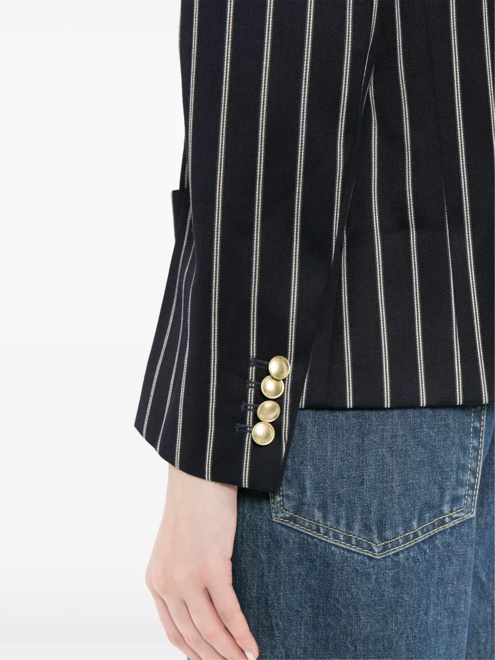 Victoria Beckham Cropped jack met dubbele rij knopen Blauw