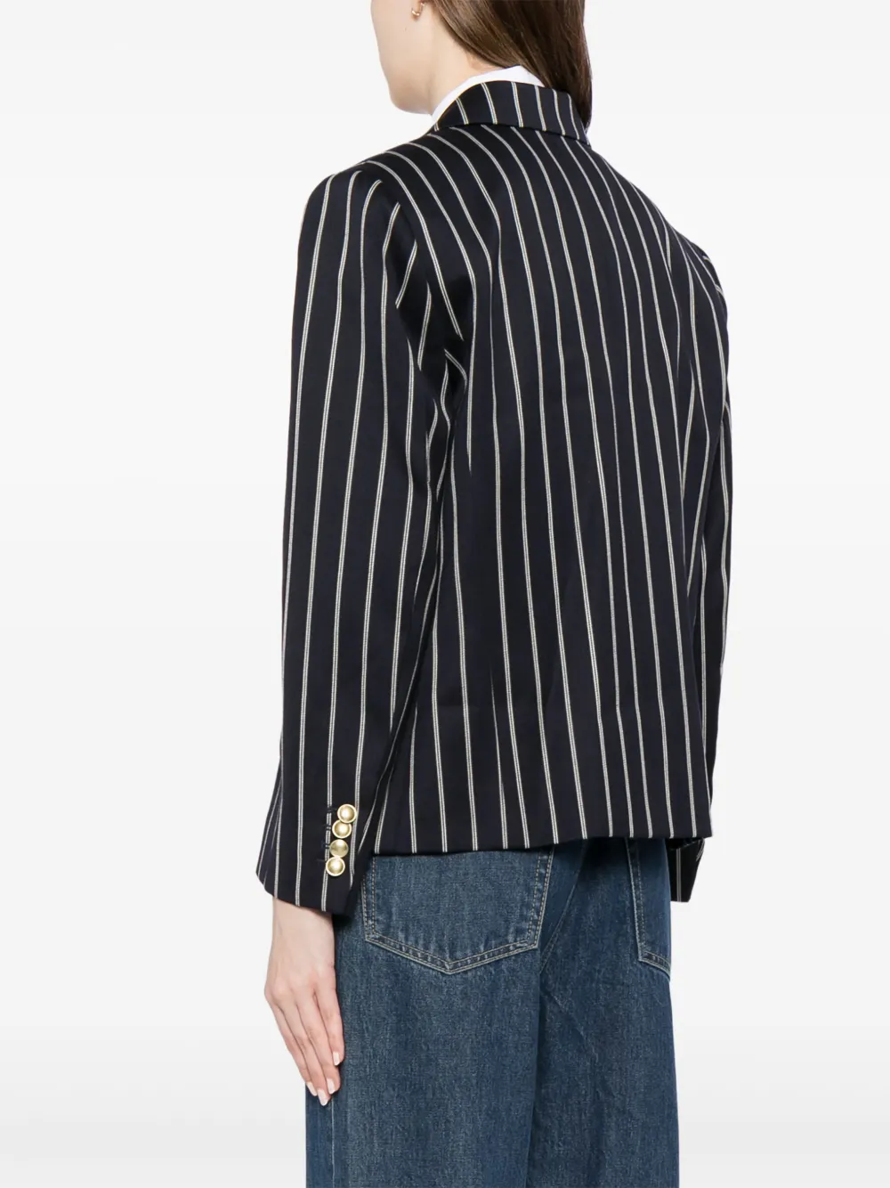 Victoria Beckham Cropped jack met dubbele rij knopen Blauw