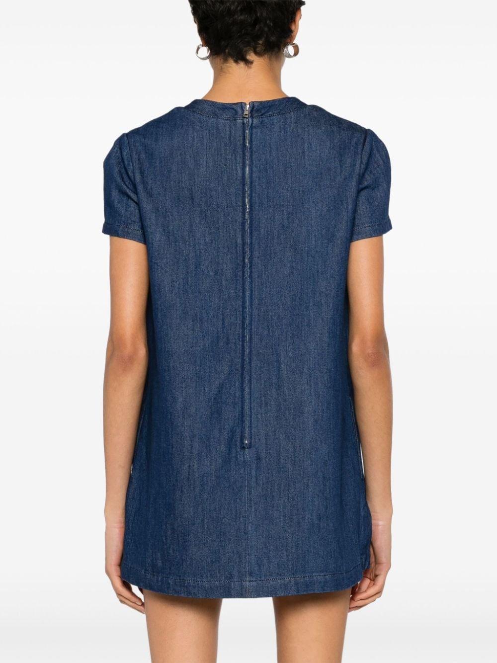 Shop Gucci Horsebit-detail Denim Mini Dress In Blau