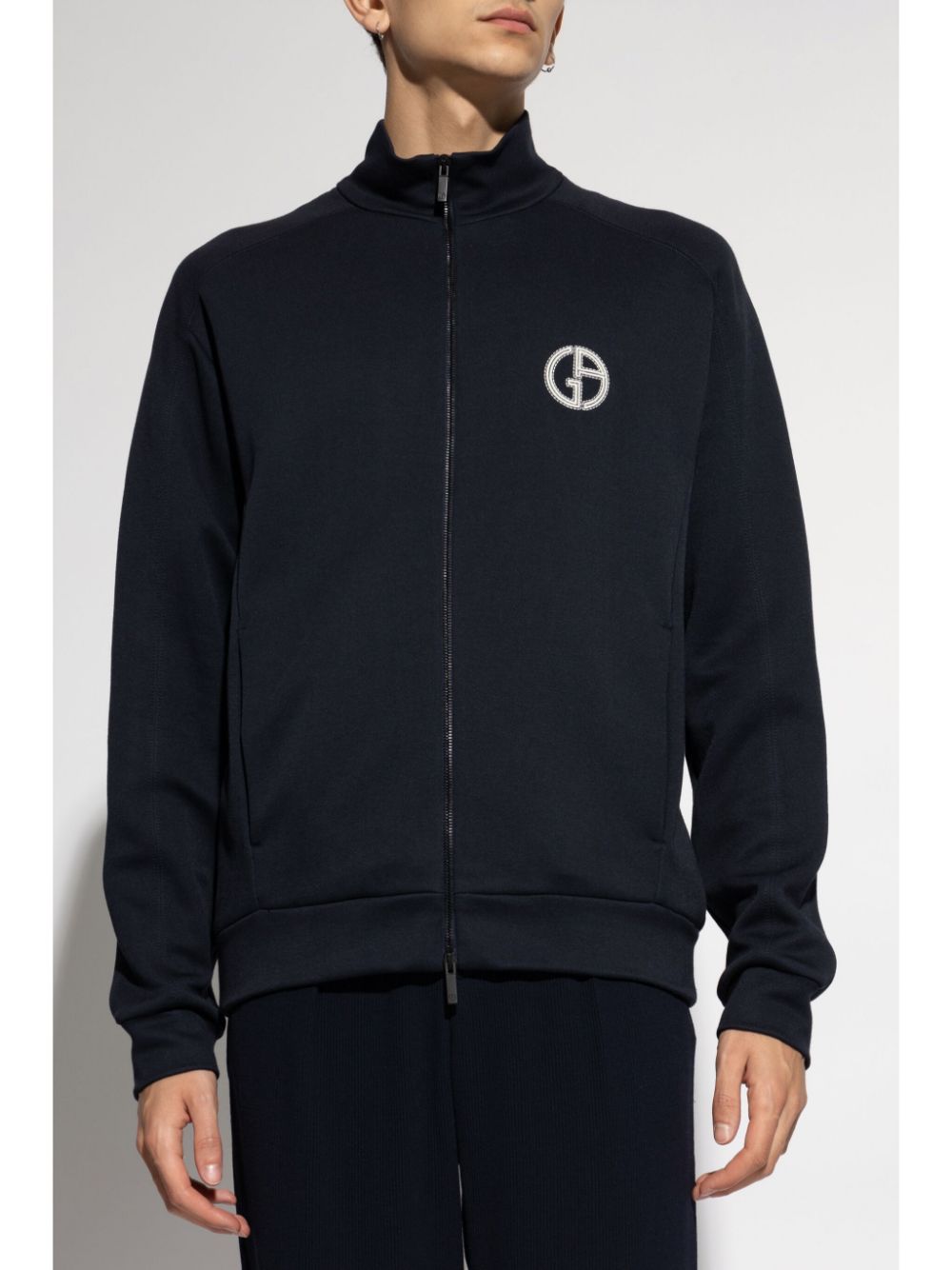 Giorgio Armani Jack met geborduurd logo Blauw