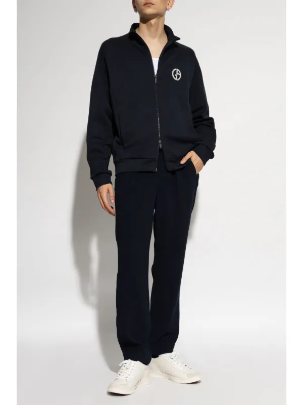 Giorgio Armani logo-embroidered Jacket | Blue | FARFETCH JO