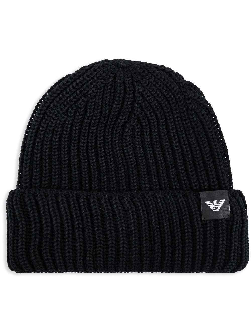 Shop Emporio Armani Logo-patch Knitted Beanie In Black