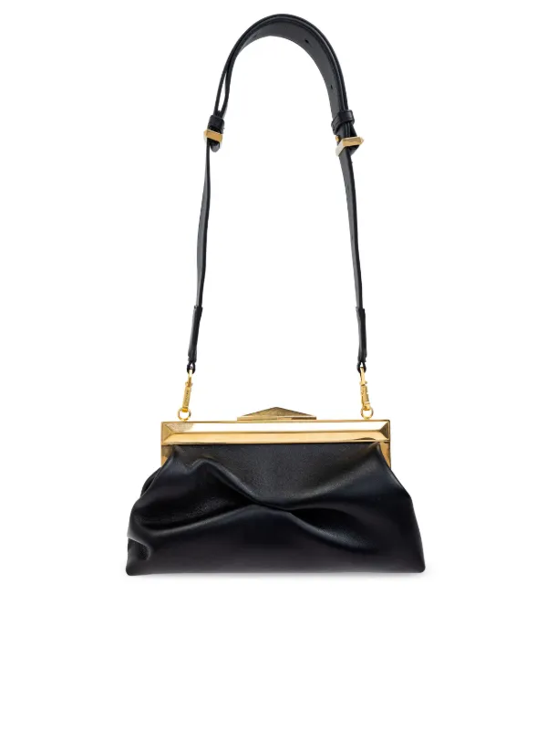 ショルダーバッグ・ポシェット JIMMY CHOO Black Leather Zendra Clutch Zandra | Black Vintage Metallic Leather Clutch Bag | JIMMY CHOO