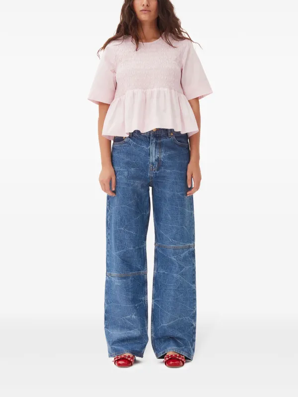 ganni smocked top