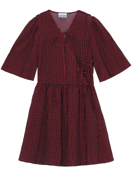 Robe-portefeuille à carreaux vichy - GANNI - Modalova