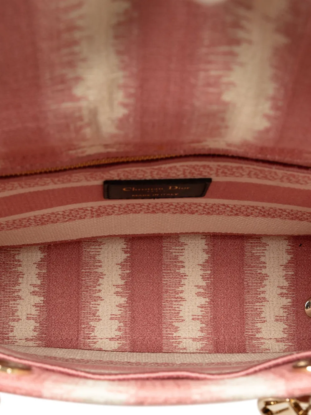 Pre-owned Dior 2021 Medium D-stripes Lady D-lite Satchel In Pink